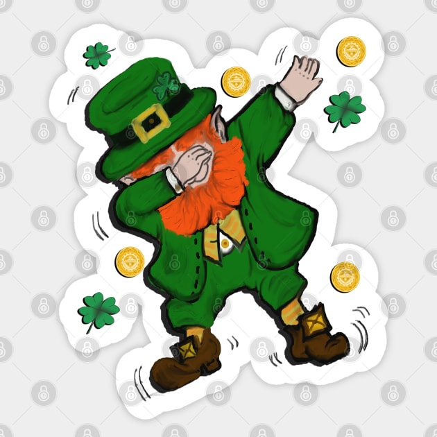 Dabbing Leprechaun St Patricks Day Funny Shamrocks & Coins Shirt and Gifts Sticker by tamdevo1